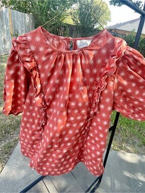 Target Size M Universal Thread Orange Ruffle Sunprint Top - Womens
